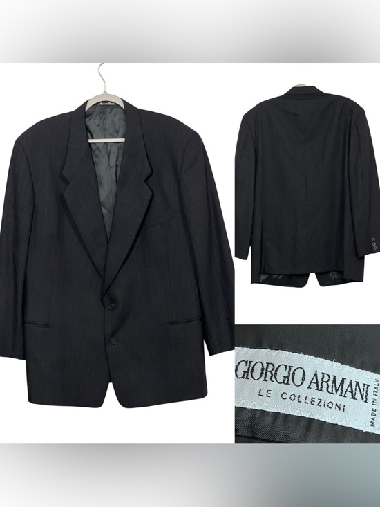 Giorgio Armani Other - Vtg Giorgio Armani Le Collezioni gray Pinstripe Blazer suit jacket 46R 90s wool